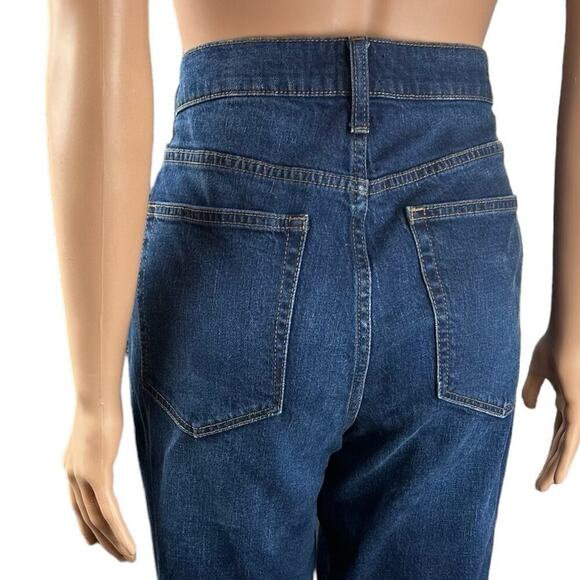 J Crew Mid Rise Flare Crop Jeans Dark Wash Size 31 Button Fly Stretch Denim - Picture 2 of 8